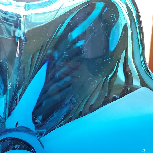 VTG Bluenique Viking Six Petal Aqua Blue Candy Dish Bowl Flower Shaped 1970s MCM - Picture 8 of 14